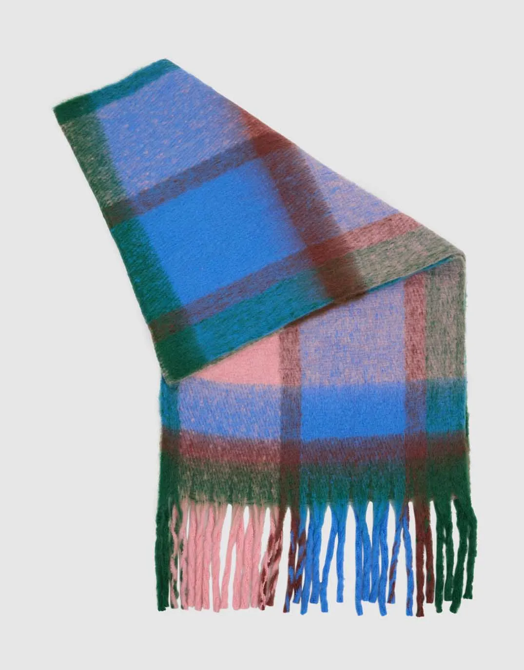 Ribbon Scarf - Pink/Blue/Green Check