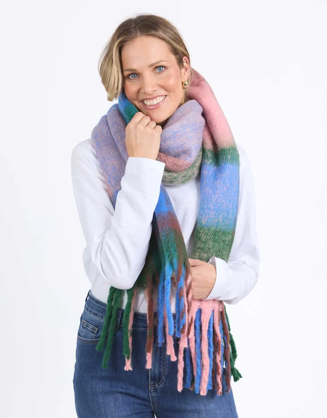 Ribbon Scarf - Pink/Blue/Green Check
