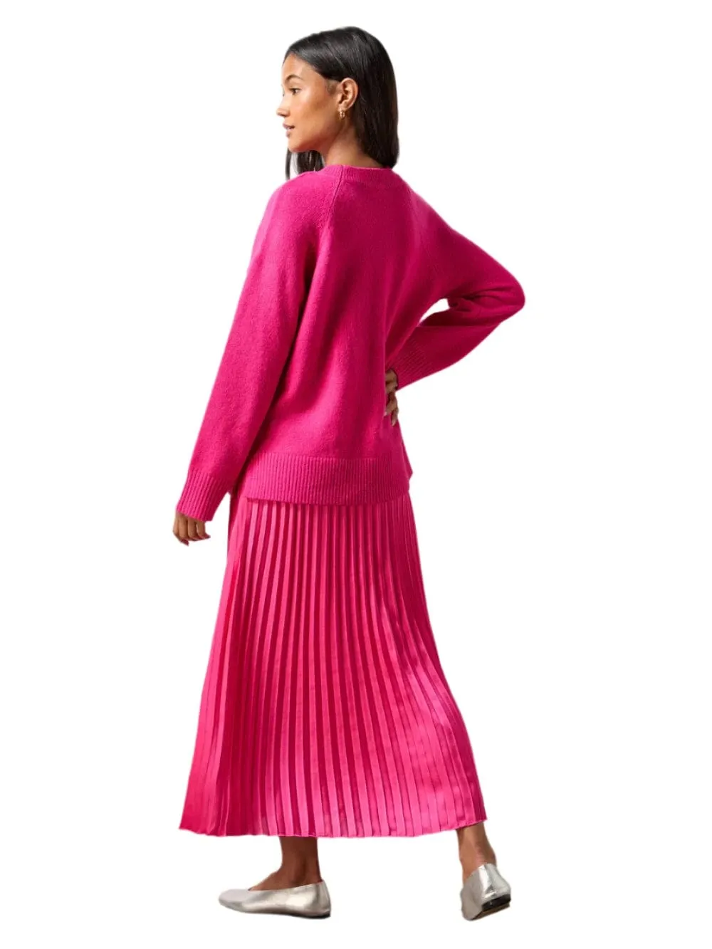 Ro&Zo Pink Rib Detail Jumper in Hot Pink