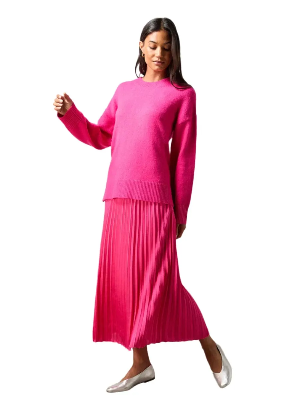 Ro&Zo Pink Rib Detail Jumper in Hot Pink