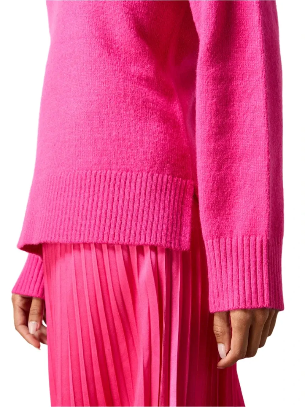 Ro&Zo Pink Rib Detail Jumper in Hot Pink