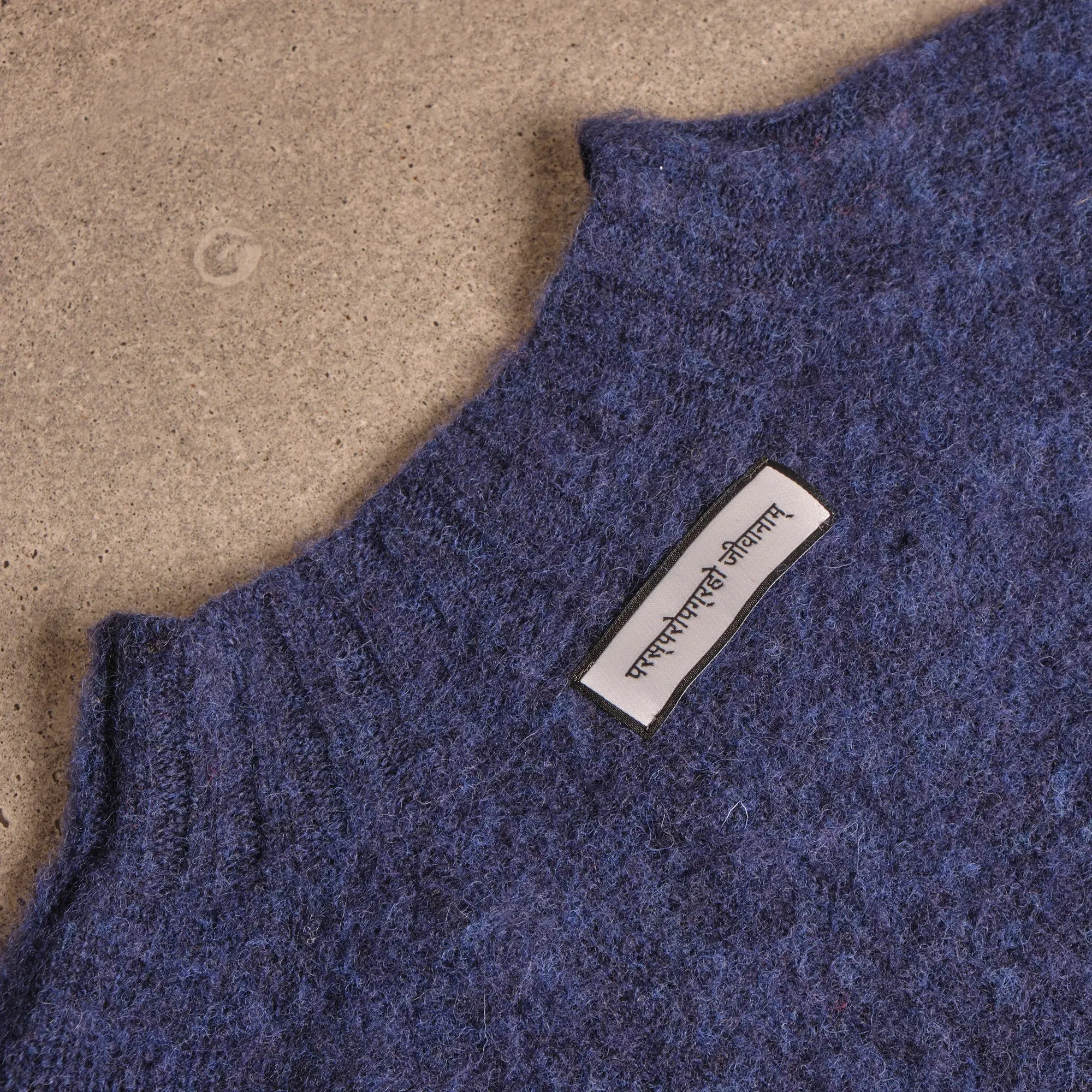 Royal Blue High Crewneck Brushed Shetland Crewneck Jumper