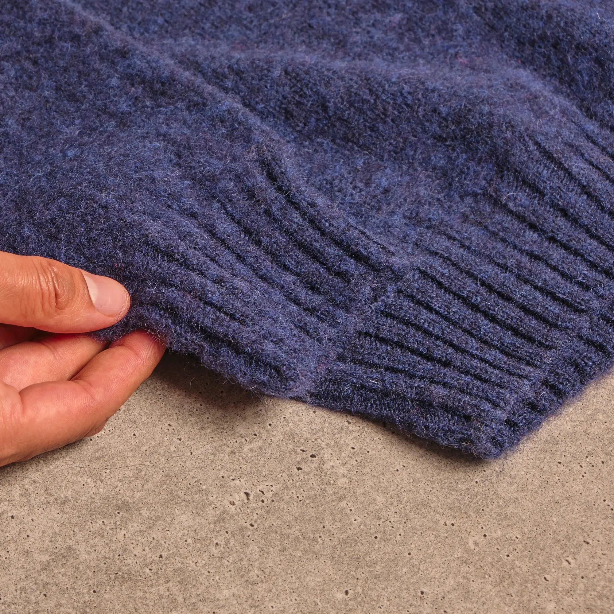 Royal Blue High Crewneck Brushed Shetland Crewneck Jumper