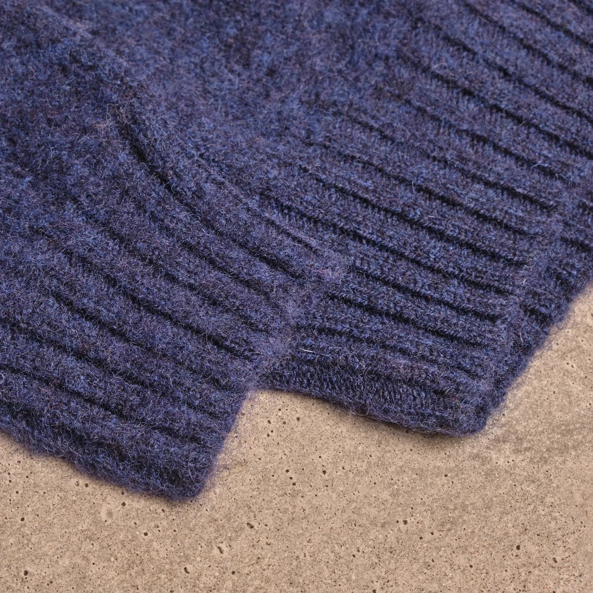 Royal Blue High Crewneck Brushed Shetland Crewneck Jumper