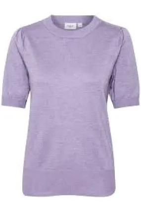Saint Tropez Milasz Lavender Melange Fine Knit Short Sleeve Jumper