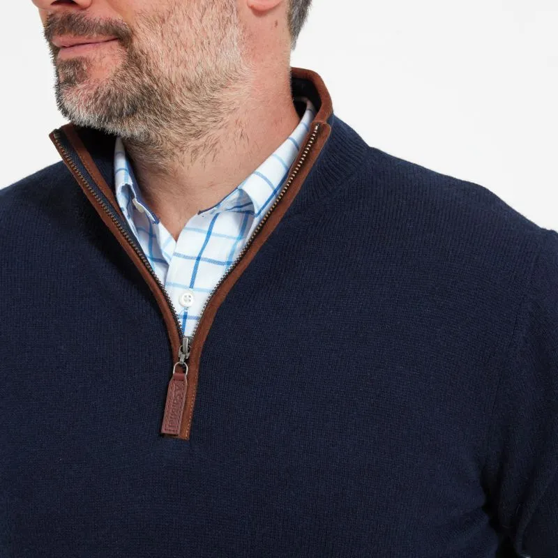 Schoffel Cotton Cashmere 1/4 Zip Jumper - Navy