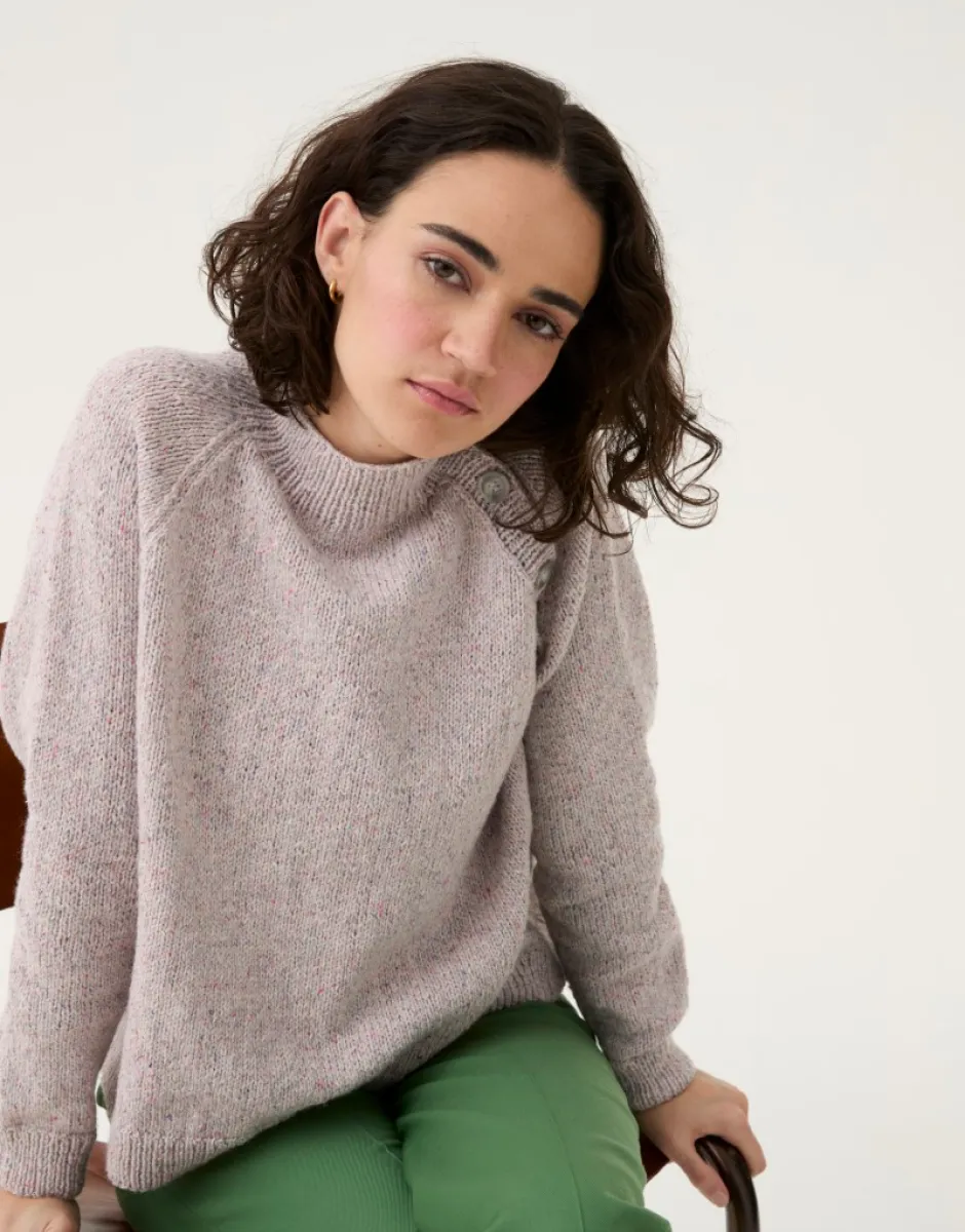 Sirdar - Buttoned Raglan Jumper in Loveful Recyled Tweed DK - Knitting Pattern 10781