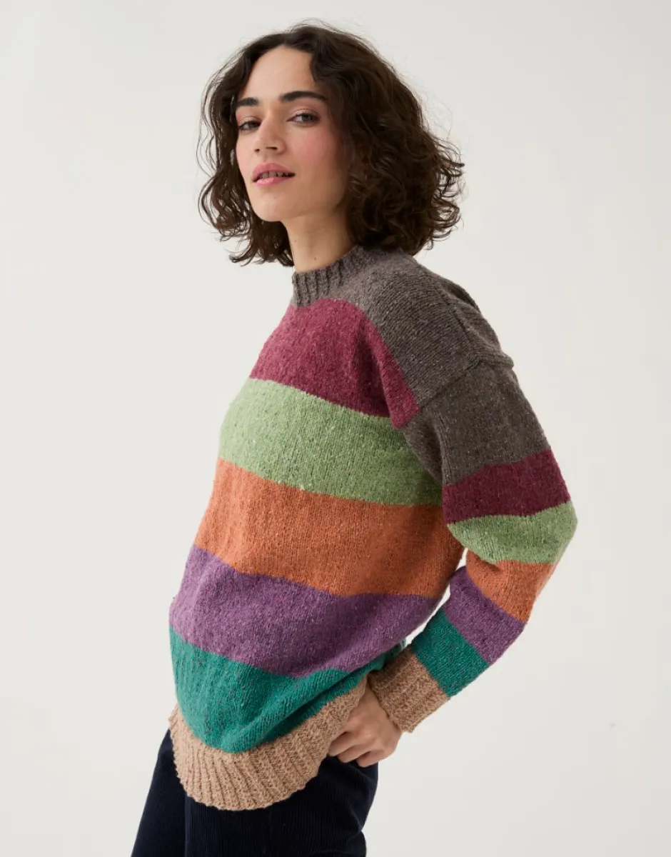 Sirdar - Striped Jumper in Loveful Recyled Tweed DK - Knitting Pattern 10778