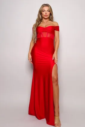 SKY - OFF SHOULDER CORSETTE DRESS