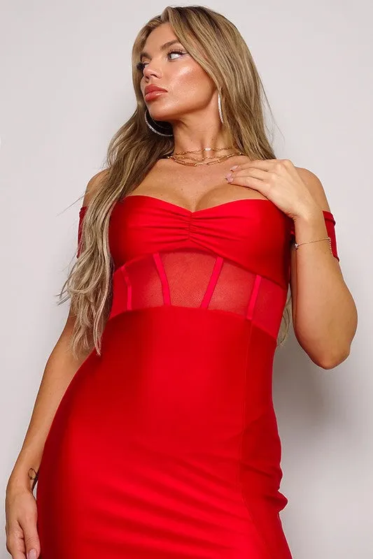 SKY - OFF SHOULDER CORSETTE DRESS
