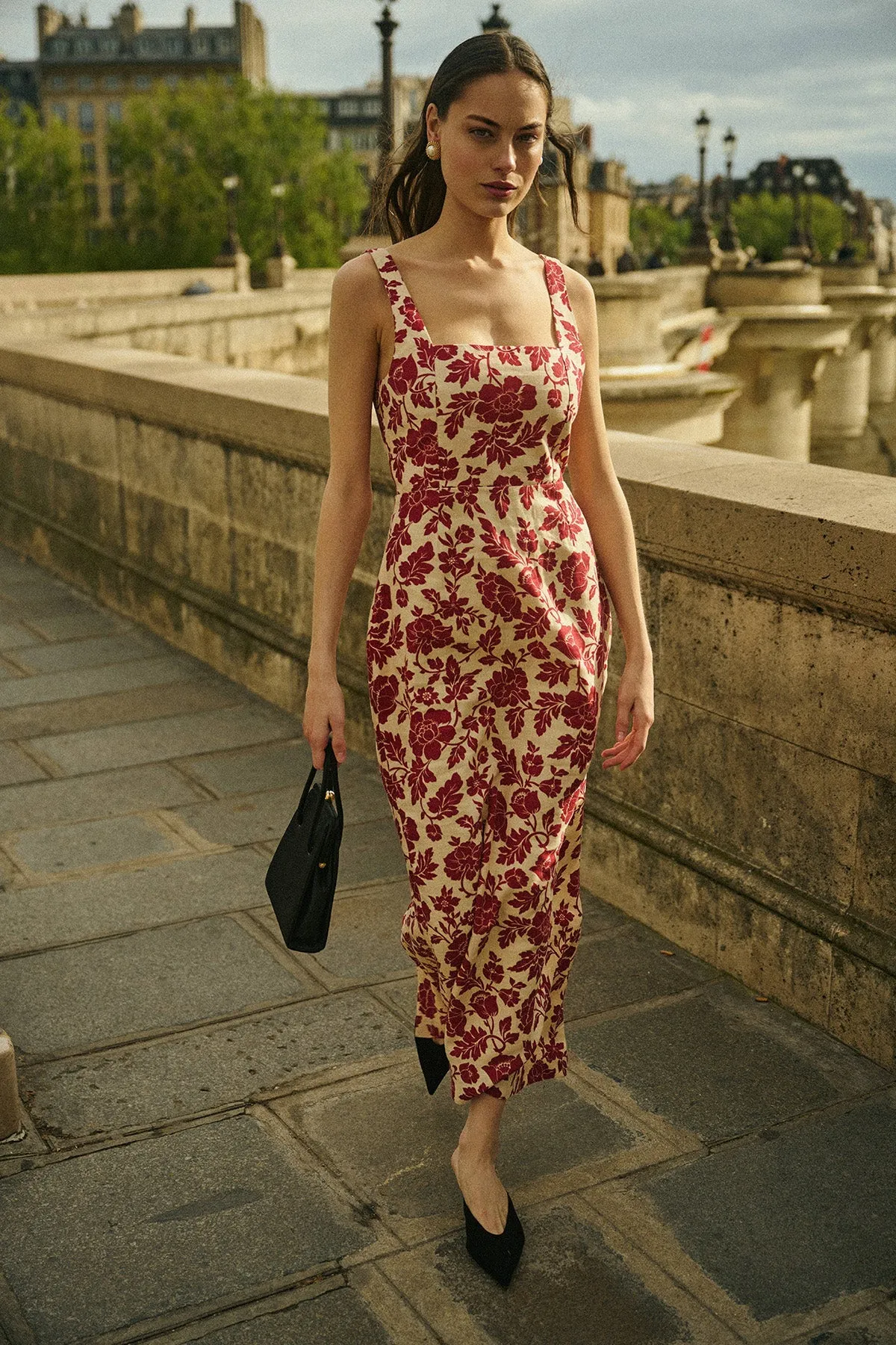 SKYLA COLUMN DRESS - SCARLET BLOOM
