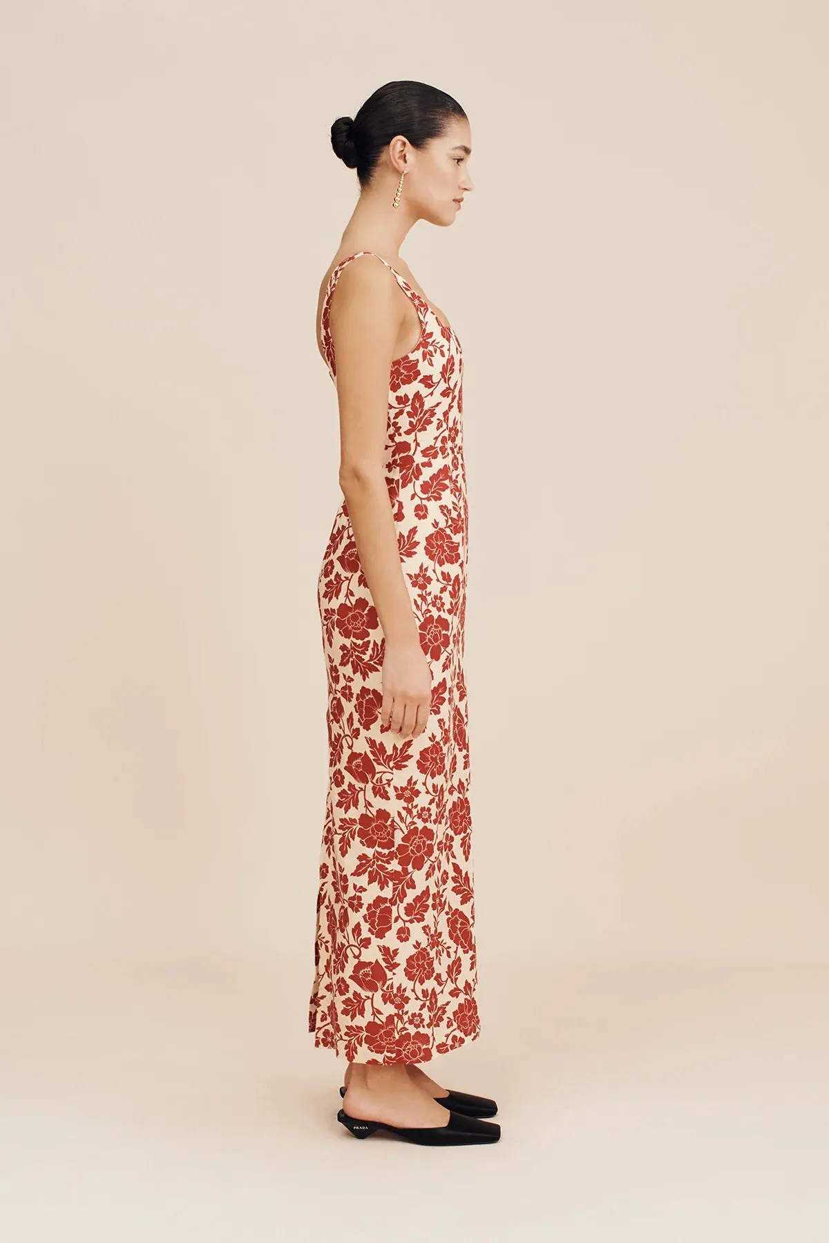 SKYLA COLUMN DRESS - SCARLET BLOOM