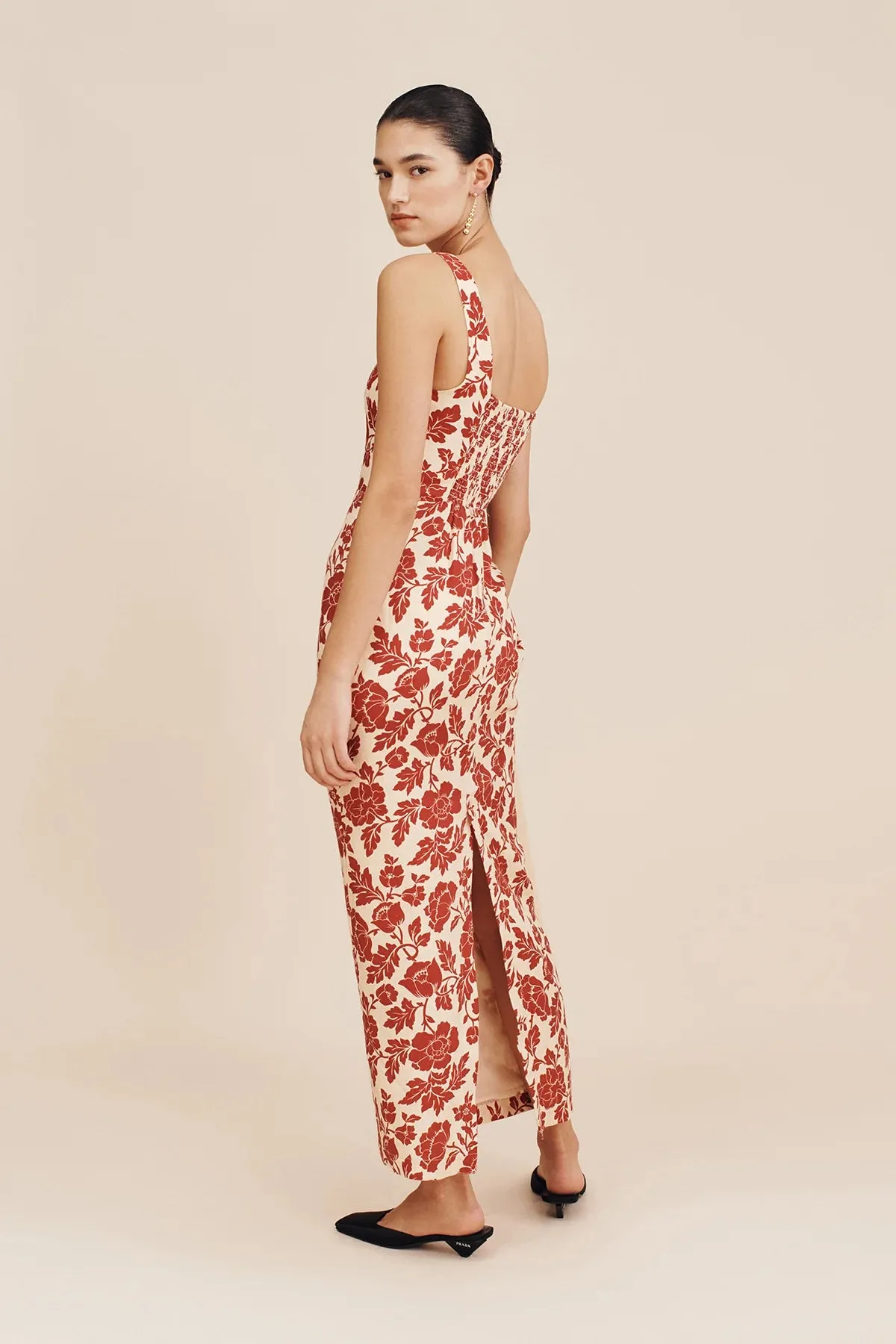 SKYLA COLUMN DRESS - SCARLET BLOOM
