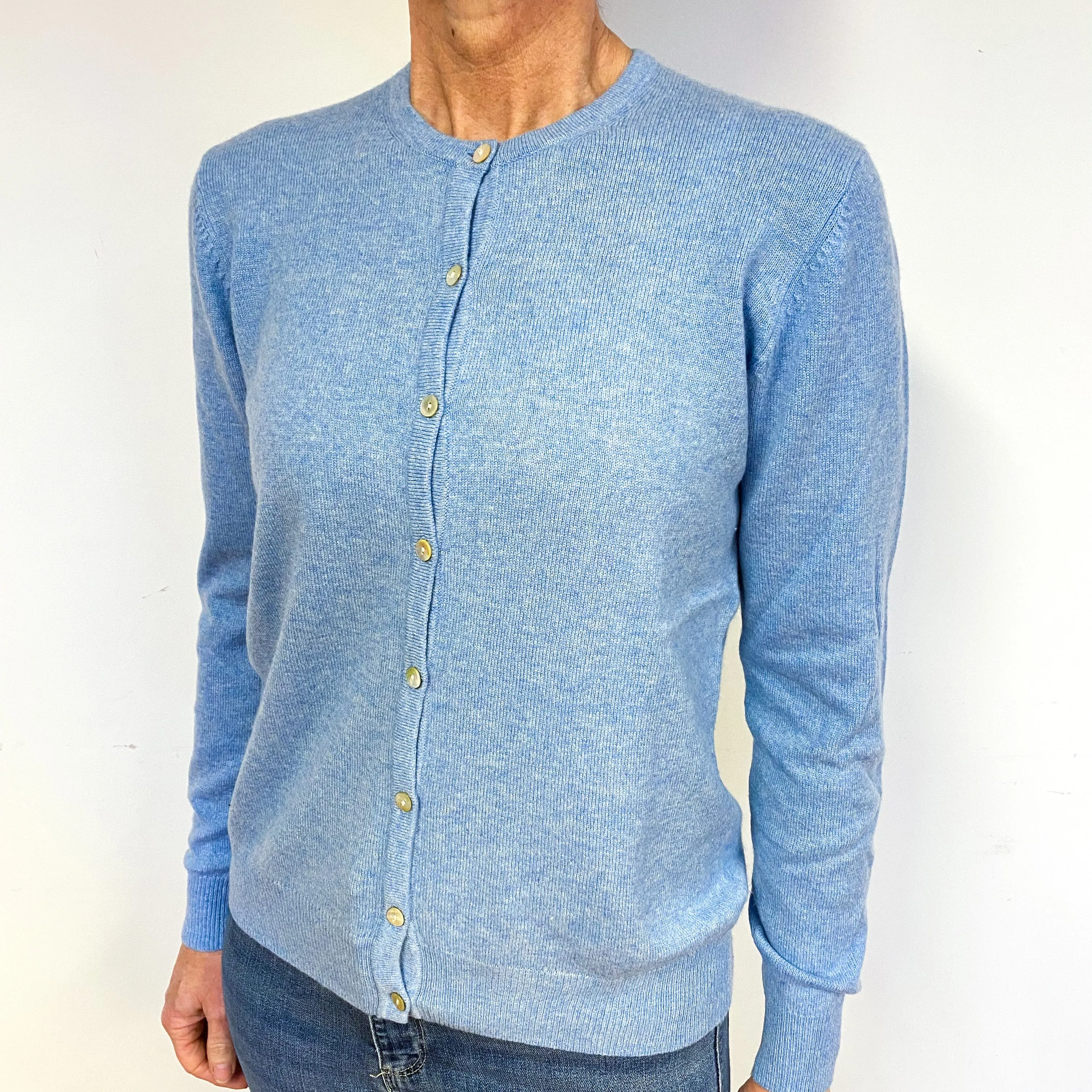 Soft Baby Blue Cashmere Cardigan Medium