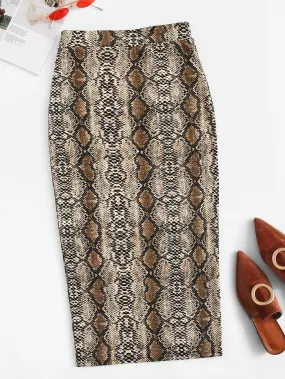 Split Hem Snakeskin Pencil Skirt SS24