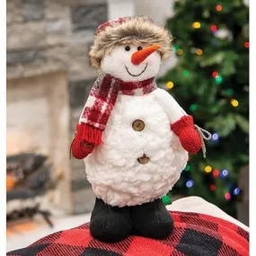 Standing Plush Snowman w/Plaid Scarf & Hat