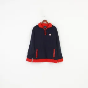 Starling Men L Jumper Navy Blue Collar Zip Neck Pockets Long Sleeve Ocean Gear Top