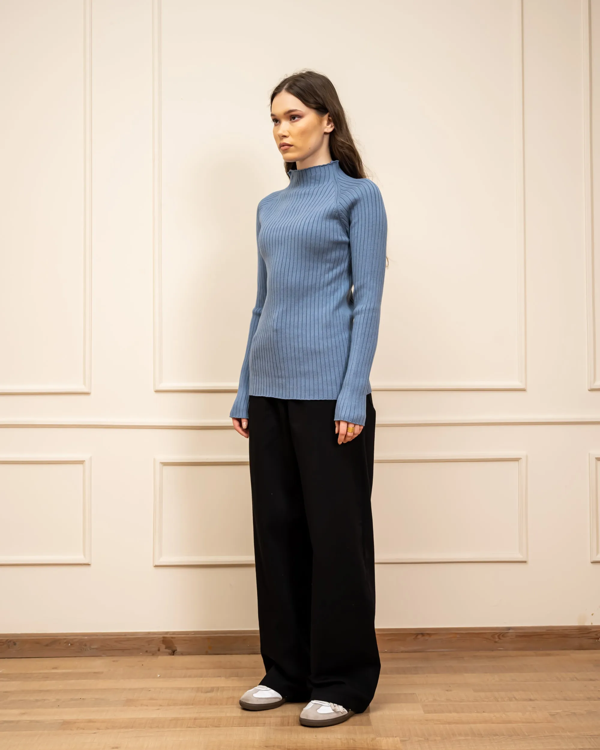STRAIGHT GABARDINE PANT -BLACK