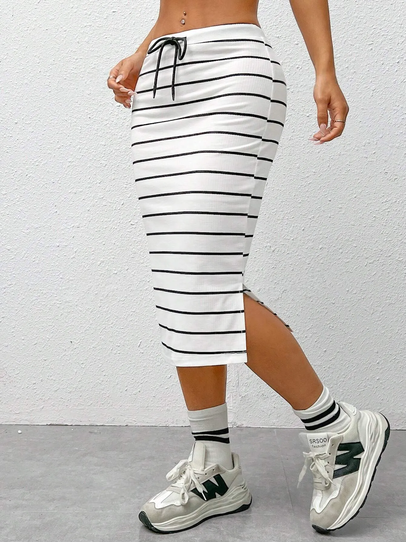Striped Slit Pencil Skirt SS24
