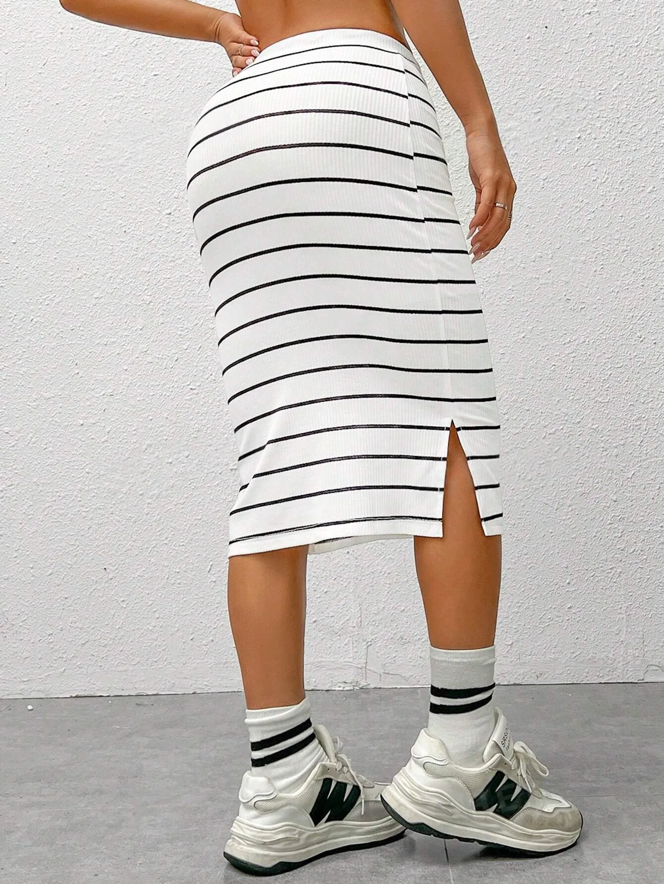 Striped Slit Pencil Skirt SS24