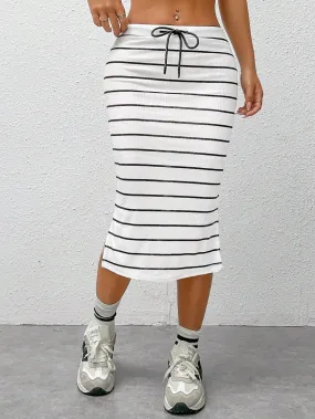 Striped Slit Pencil Skirt SS24