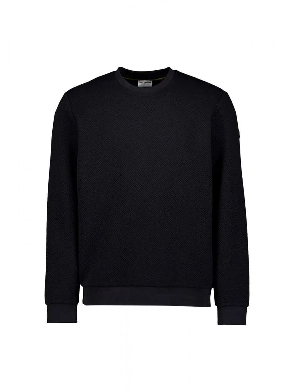 Sweater Crewneck Double Layer Jacquard Stretch | Black