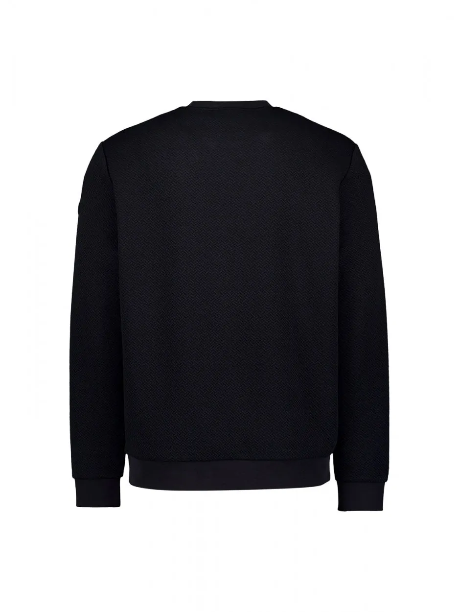 Sweater Crewneck Double Layer Jacquard Stretch | Black
