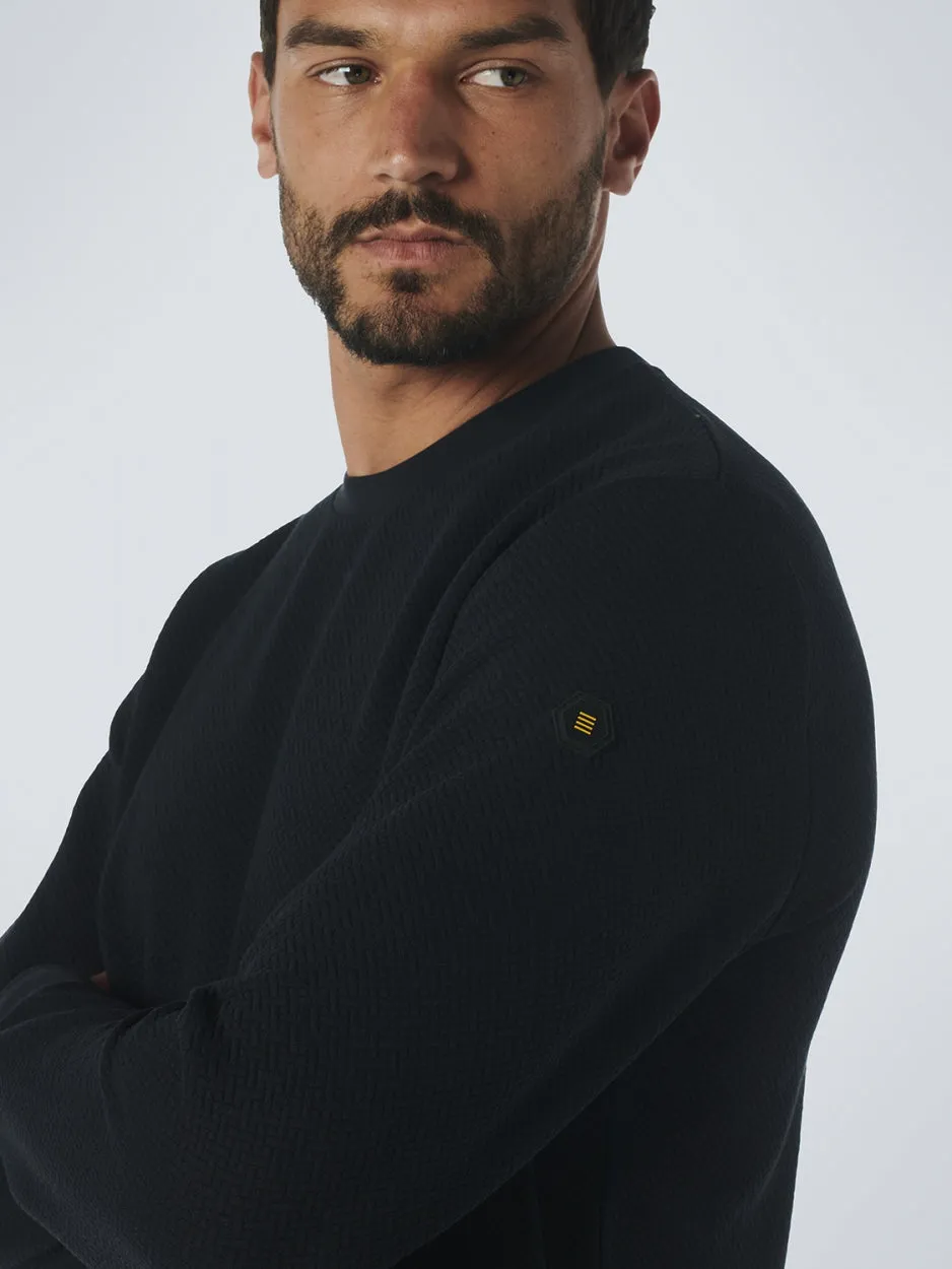 Sweater Crewneck Double Layer Jacquard Stretch | Black