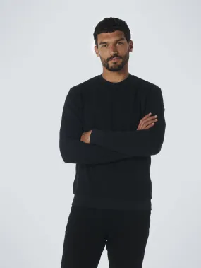 Sweater Crewneck Double Layer Jacquard Stretch | Black