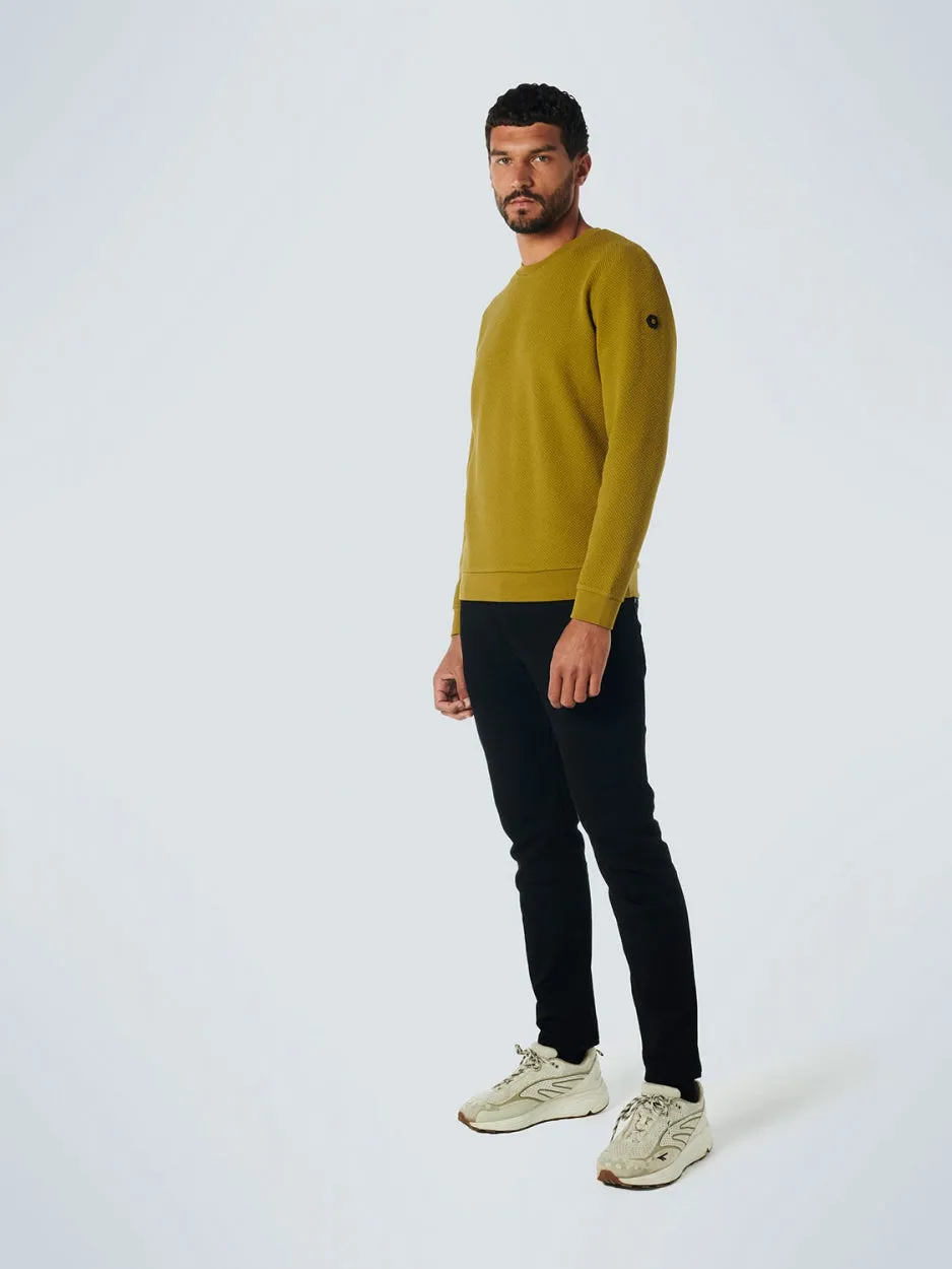 Sweater Crewneck Double Layer Jacquard Stretch | Olive