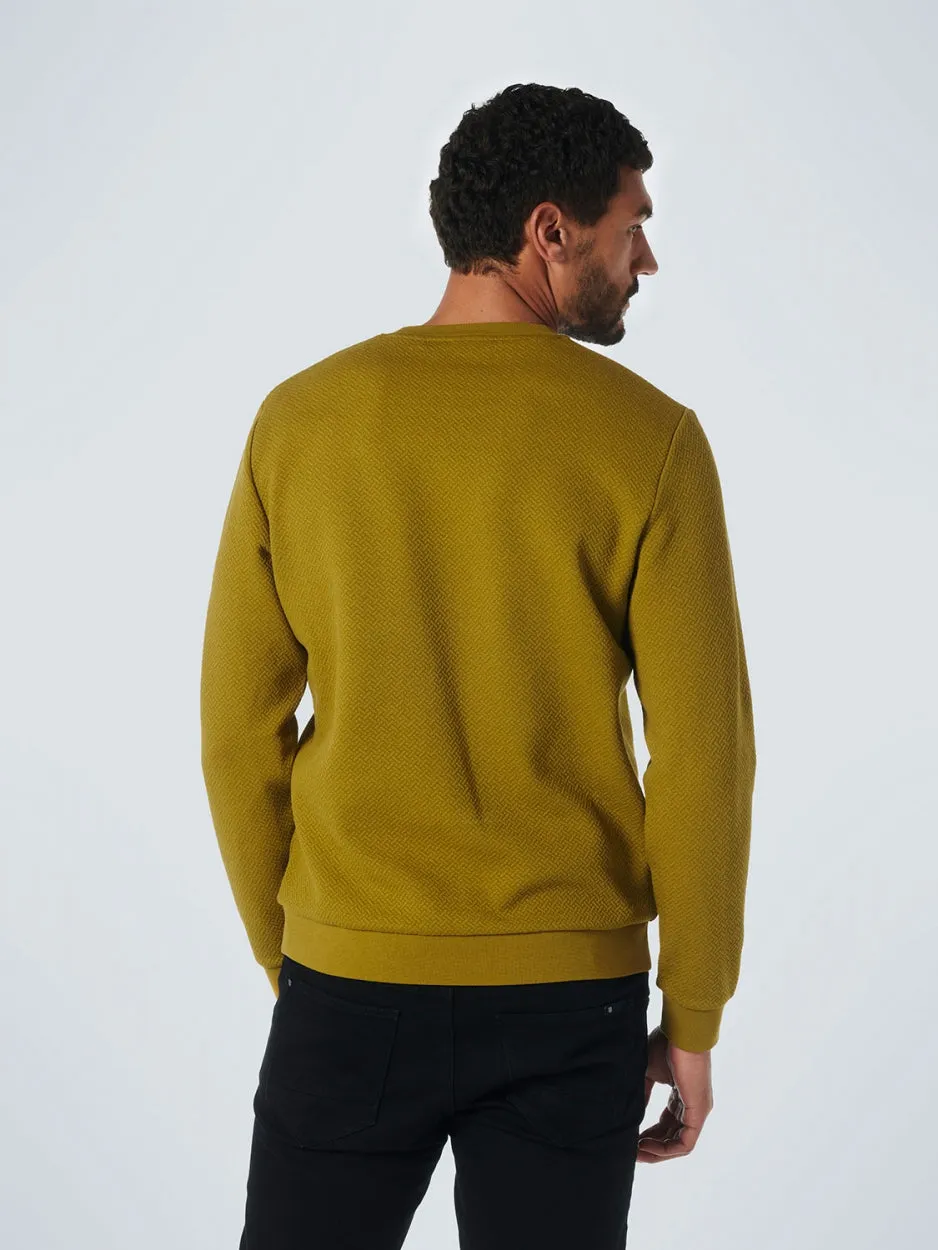 Sweater Crewneck Double Layer Jacquard Stretch | Olive