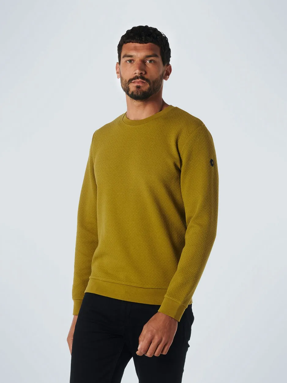 Sweater Crewneck Double Layer Jacquard Stretch | Olive