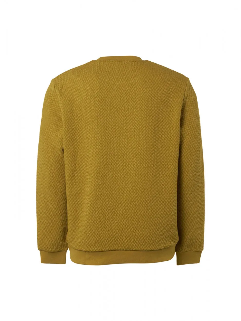 Sweater Crewneck Double Layer Jacquard Stretch | Olive