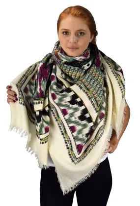 Tan Green Black Multicolor Tartan Plaid Oversized Blanket Scarf Shawl Wrap Poncho