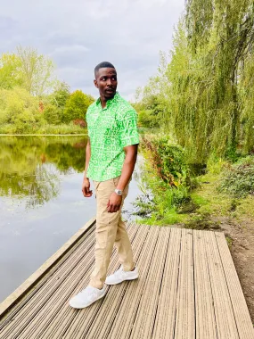 The Laolu Ankara African Print Men Shirt in Green