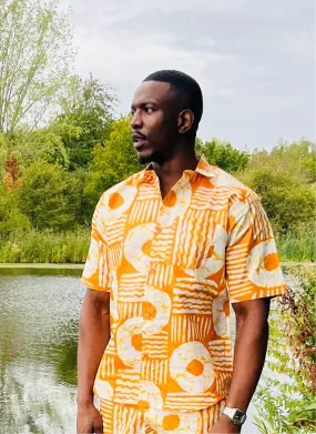 The Laolu Ankara African Print Men Shirt in Yellow