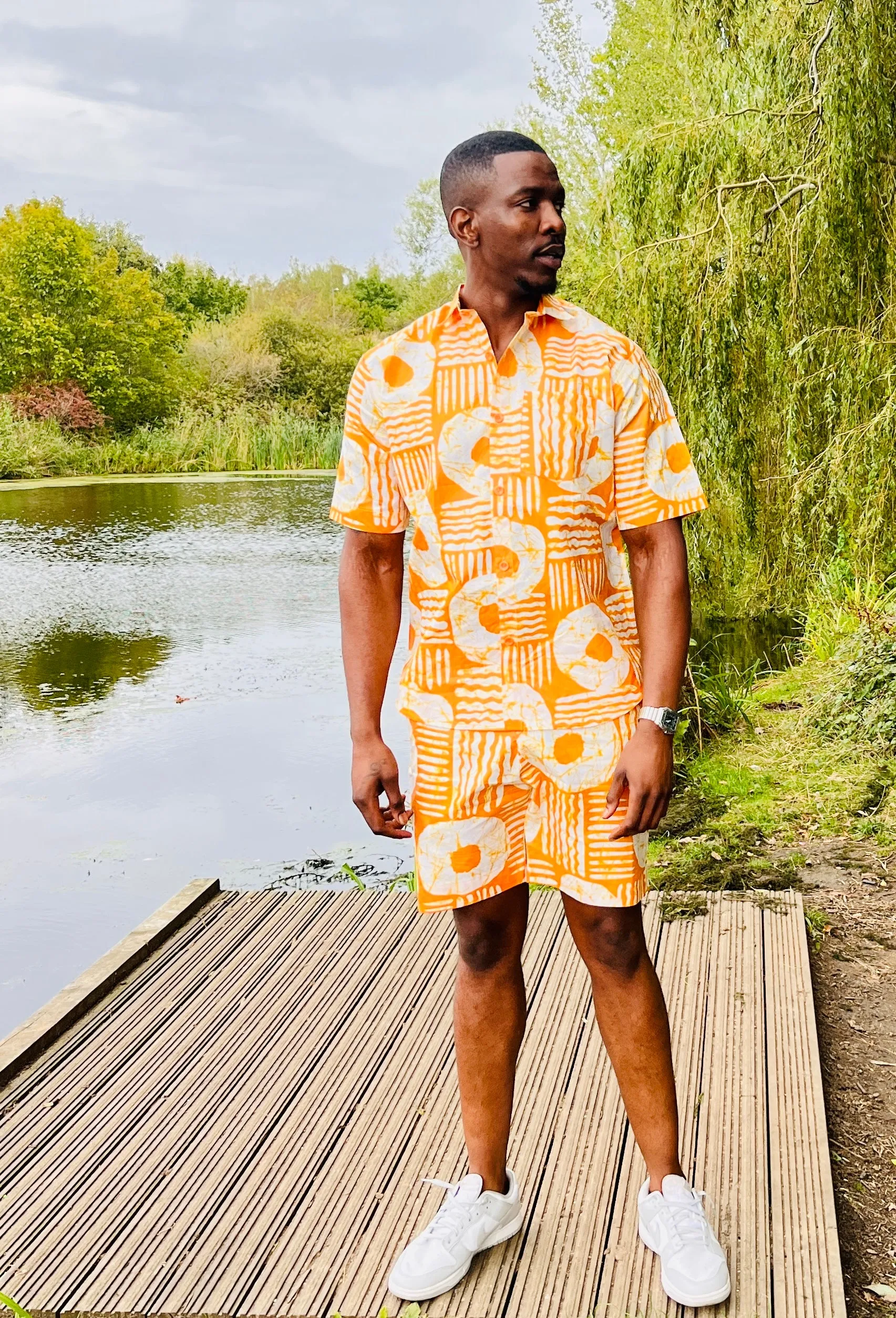 The Laolu Ankara African Print Men Shirt in Yellow