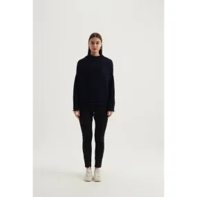 Tirelli - Chunky Knit Jumper with Rolled Hem in Navy (K2730)