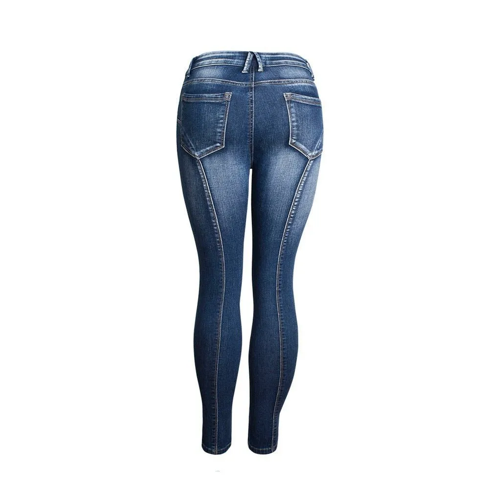 Trendy Split Hem Mid-Waist Jeans