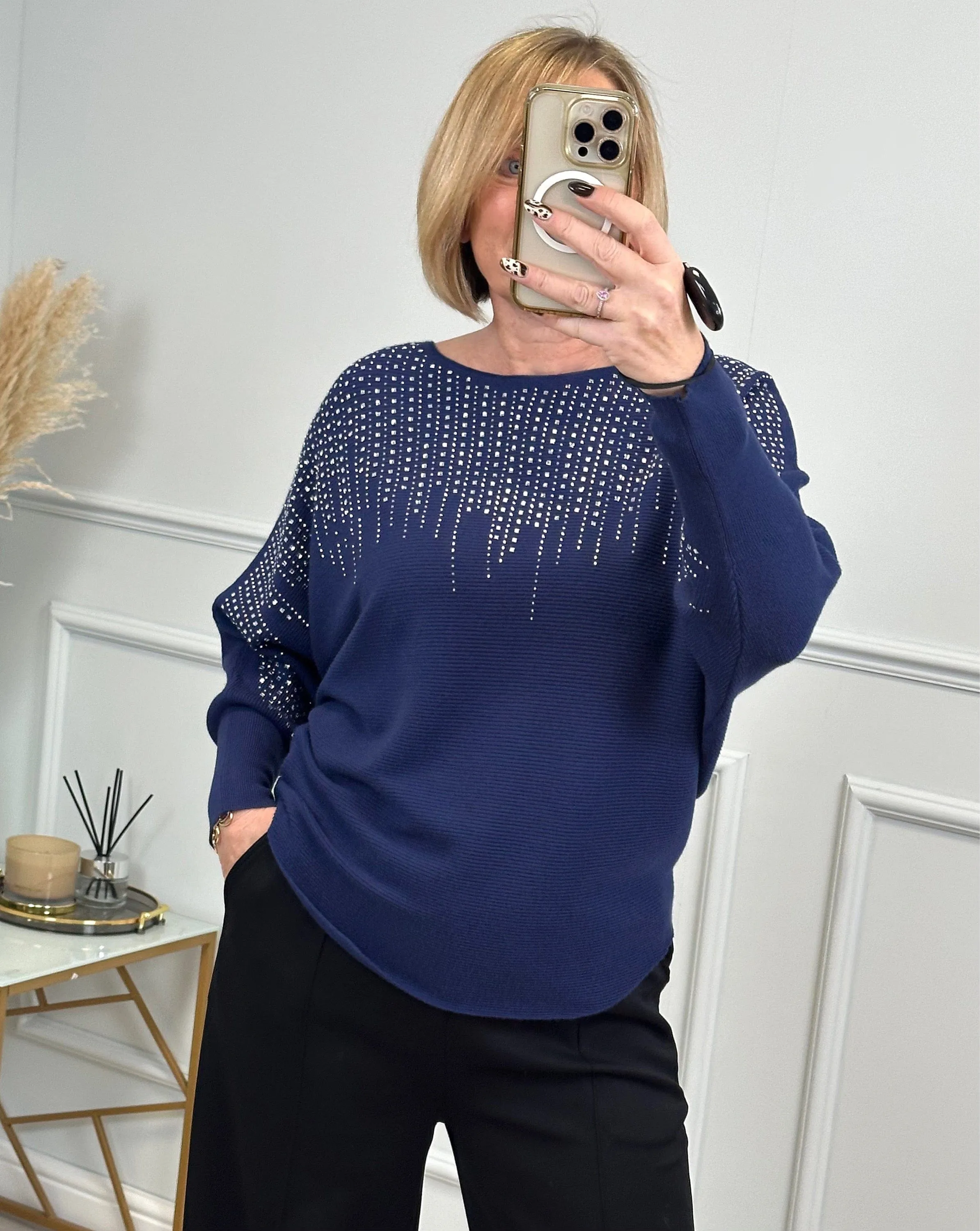 Twinkle Burst Sequin Jumper 8-16 Navy