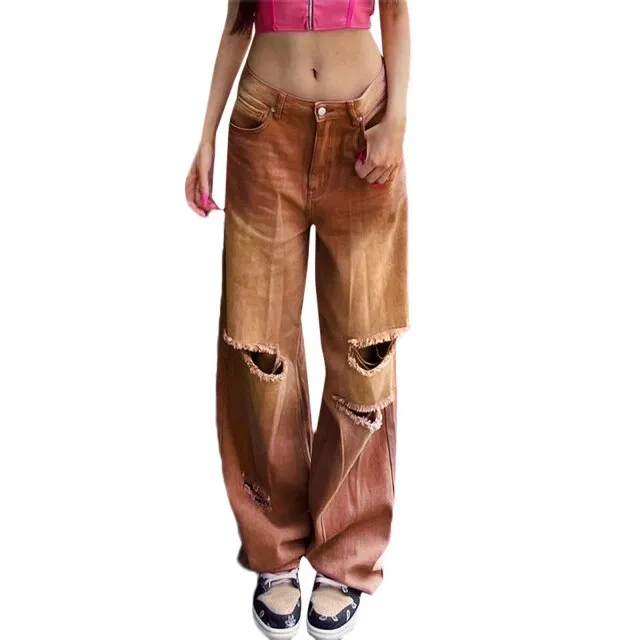 Uniwim - 90s Vintage Streetwear Women Brown Jeans