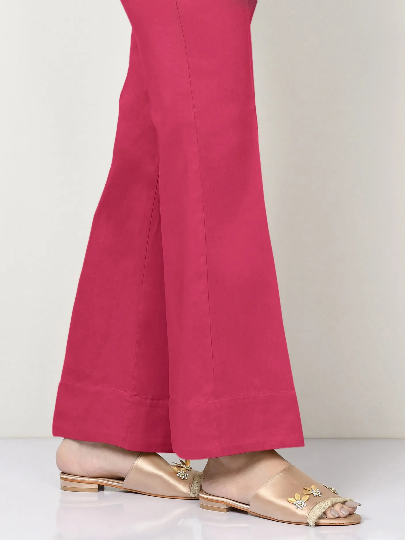 Unstitched Cambric Trouser - Fuchsia Pink