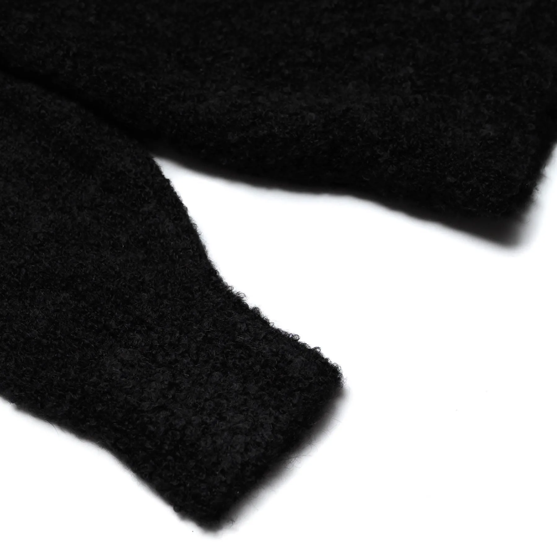 V-Neck Cardigan - Black Boucle Alpaca