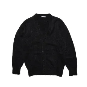 V-Neck Cardigan - Black Boucle Alpaca