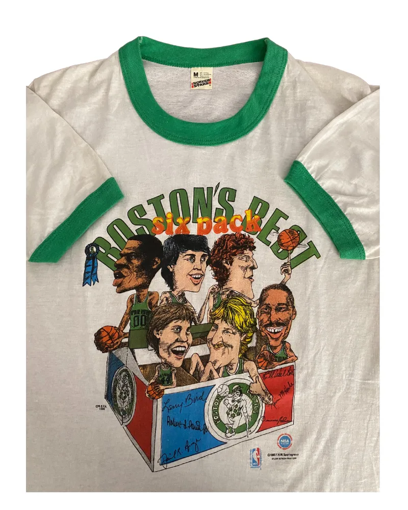Vintage Boston Celtics Six Pack 1986 T-Shirt Md