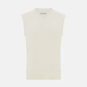 White Cashmere V-neck Vest