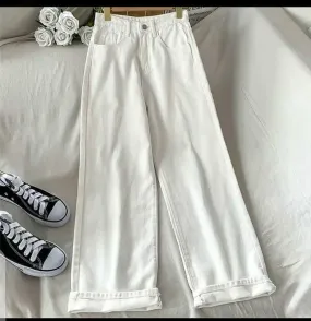 White wide leg jeans