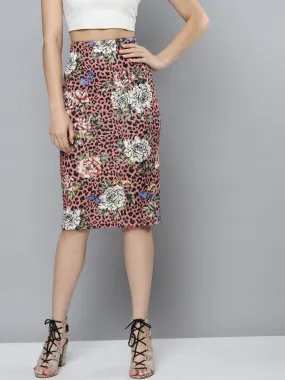 Women Pink Scuba Animal Floral Pencil