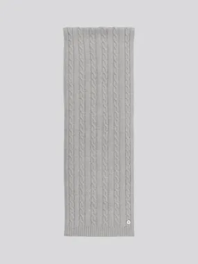 Womens Hanging Signature Cable Knit Scarf in Pearl Grey Marl