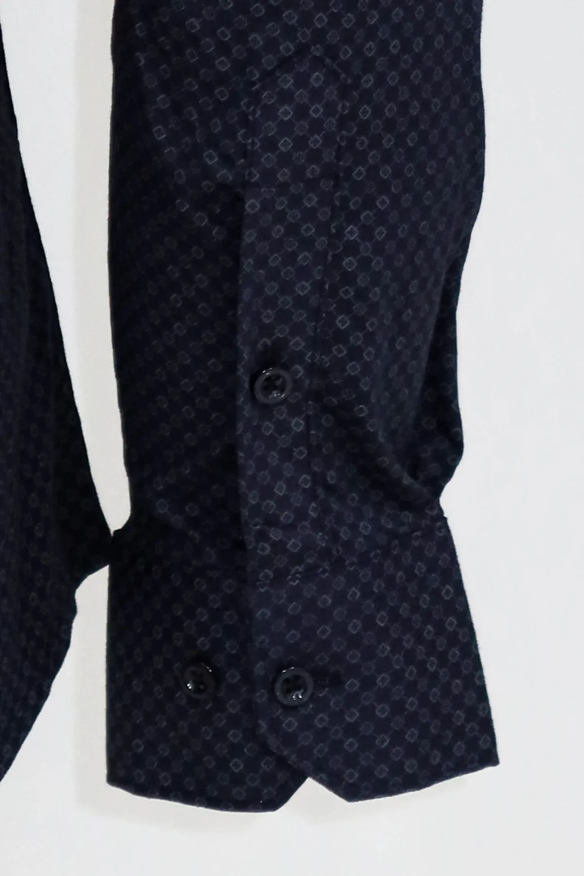 WSS Dark Blue Tiny Check Patterned Slim Fit Shirt  - Singen